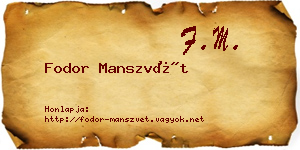 Fodor Manszvét névjegykártya